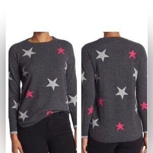 Philosophy Cashmere Grey & Pink Star Sweater